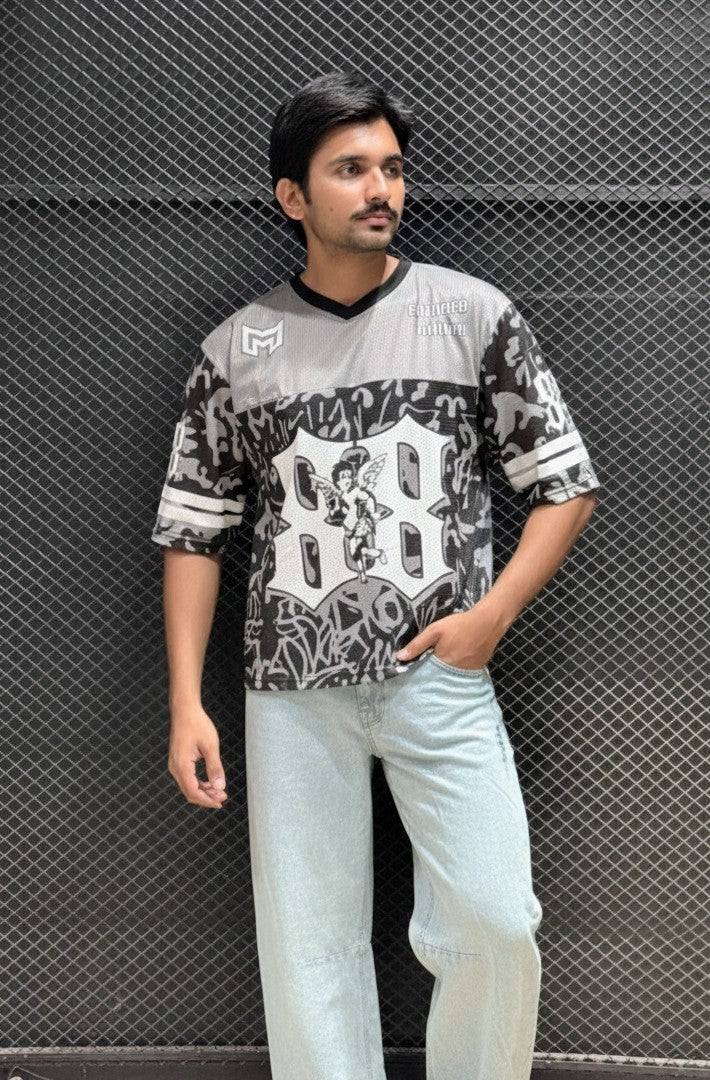 Embrace The Chaos: Oversized Mesh Streetwear Jersey
